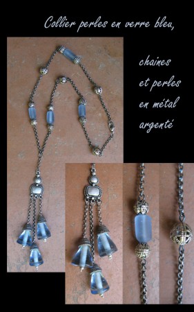 55 - Collier bleu gris